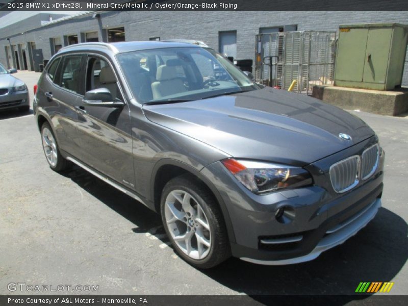 Mineral Grey Metallic / Oyster/Orange-Black Piping 2015 BMW X1 xDrive28i