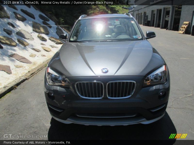 Mineral Grey Metallic / Oyster/Orange-Black Piping 2015 BMW X1 xDrive28i