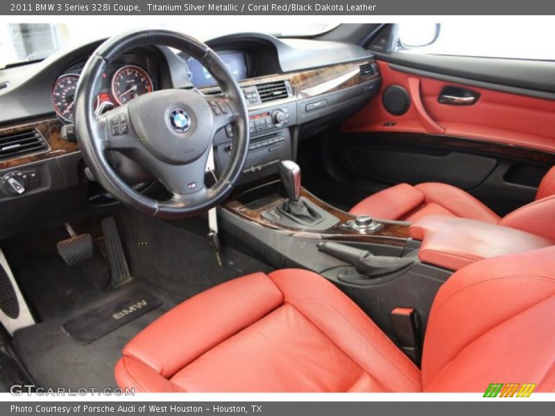 Titanium Silver Metallic / Coral Red/Black Dakota Leather 2011 BMW 3 Series 328i Coupe