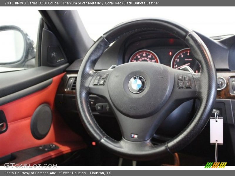 Titanium Silver Metallic / Coral Red/Black Dakota Leather 2011 BMW 3 Series 328i Coupe