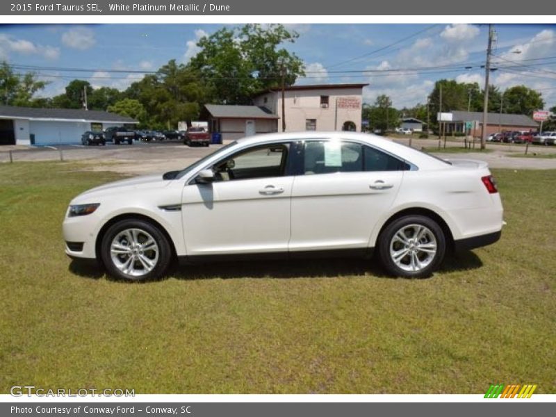 White Platinum Metallic / Dune 2015 Ford Taurus SEL