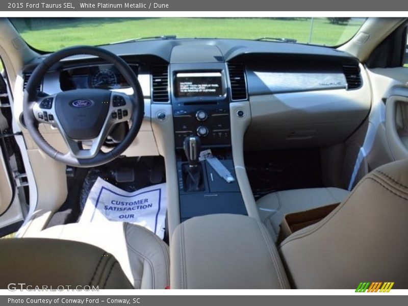 White Platinum Metallic / Dune 2015 Ford Taurus SEL