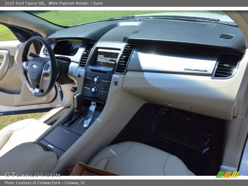 White Platinum Metallic / Dune 2015 Ford Taurus SEL