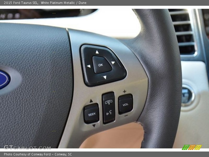 White Platinum Metallic / Dune 2015 Ford Taurus SEL