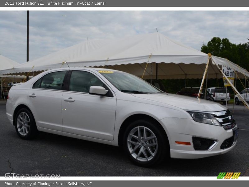 White Platinum Tri-Coat / Camel 2012 Ford Fusion SEL