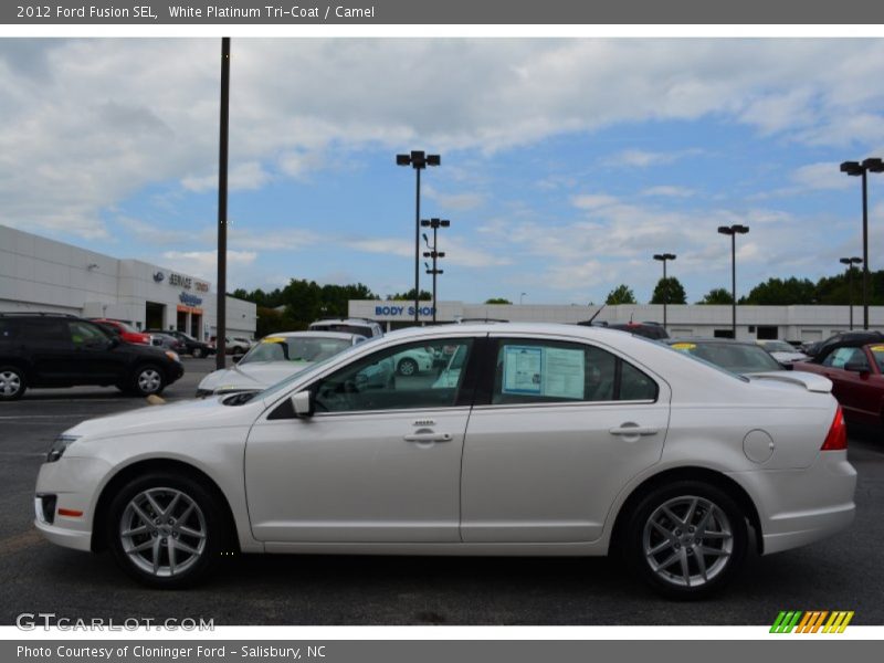 White Platinum Tri-Coat / Camel 2012 Ford Fusion SEL