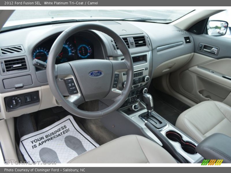 White Platinum Tri-Coat / Camel 2012 Ford Fusion SEL