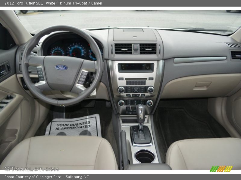 White Platinum Tri-Coat / Camel 2012 Ford Fusion SEL