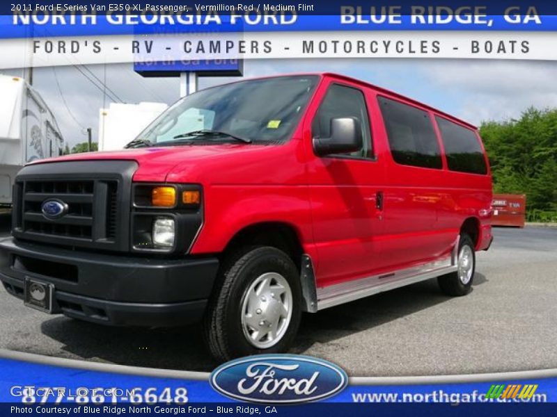 Vermillion Red / Medium Flint 2011 Ford E Series Van E350 XL Passenger