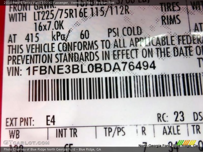Vermillion Red / Medium Flint 2011 Ford E Series Van E350 XL Passenger