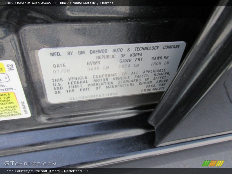 Black Granite Metallic / Charcoal 2009 Chevrolet Aveo Aveo5 LT