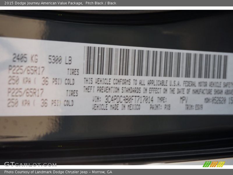 Pitch Black / Black 2015 Dodge Journey American Value Package