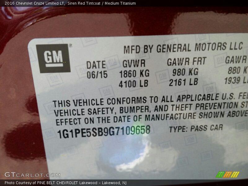 Siren Red Tintcoat / Medium Titanium 2016 Chevrolet Cruze Limited LT
