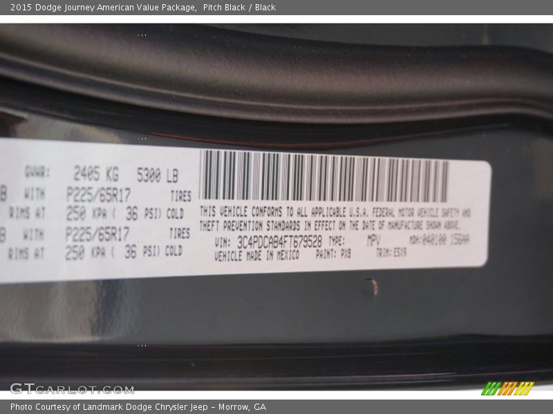 Pitch Black / Black 2015 Dodge Journey American Value Package