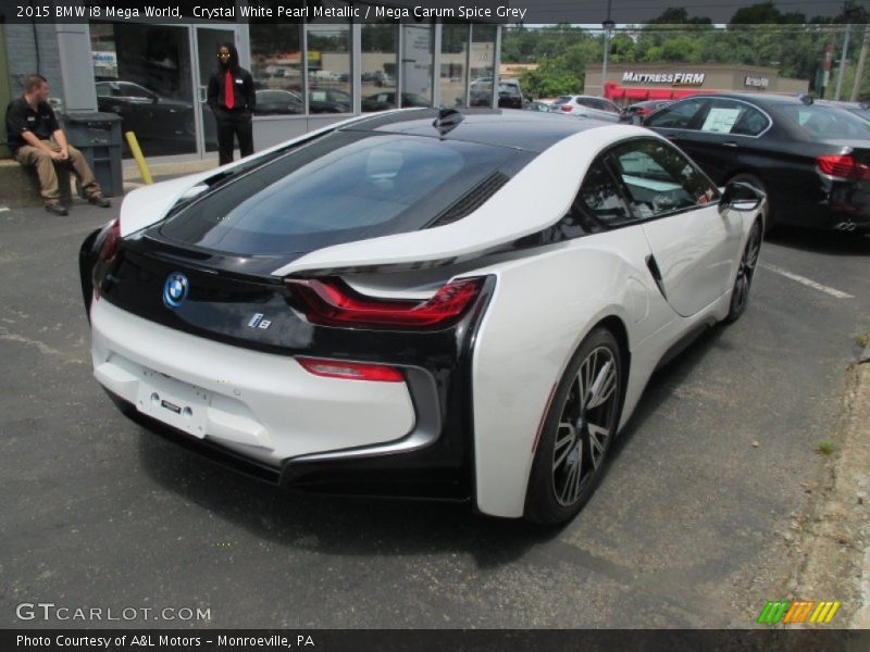Crystal White Pearl Metallic / Mega Carum Spice Grey 2015 BMW i8 Mega World