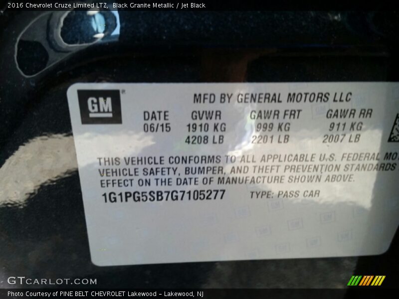 Black Granite Metallic / Jet Black 2016 Chevrolet Cruze Limited LTZ