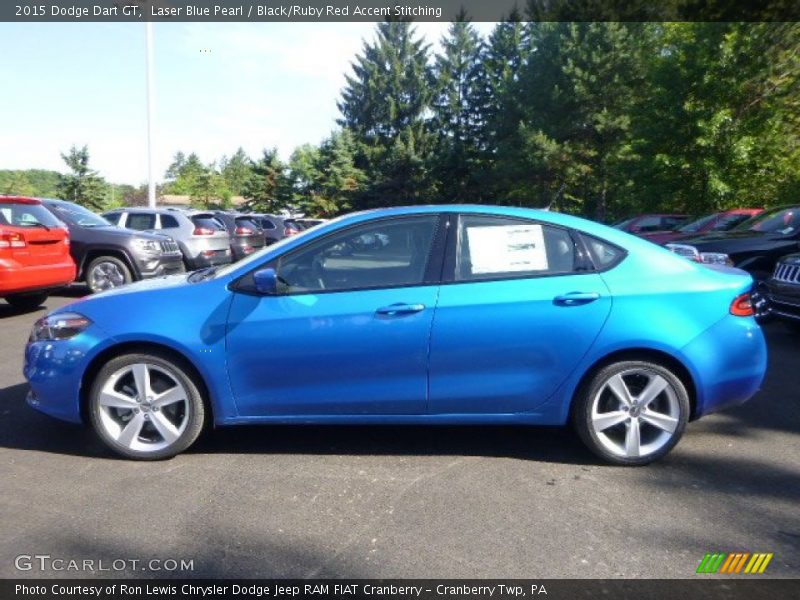 Laser Blue Pearl / Black/Ruby Red Accent Stitching 2015 Dodge Dart GT