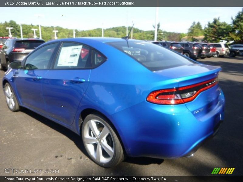 Laser Blue Pearl / Black/Ruby Red Accent Stitching 2015 Dodge Dart GT