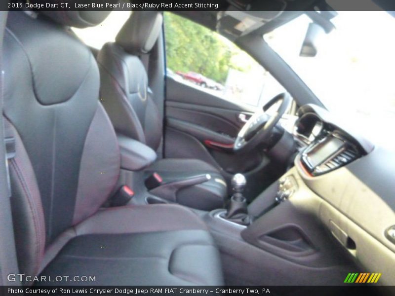 Laser Blue Pearl / Black/Ruby Red Accent Stitching 2015 Dodge Dart GT