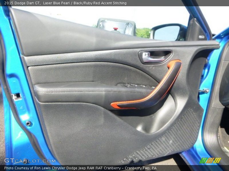 Laser Blue Pearl / Black/Ruby Red Accent Stitching 2015 Dodge Dart GT