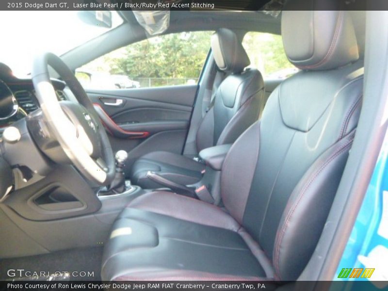 Laser Blue Pearl / Black/Ruby Red Accent Stitching 2015 Dodge Dart GT