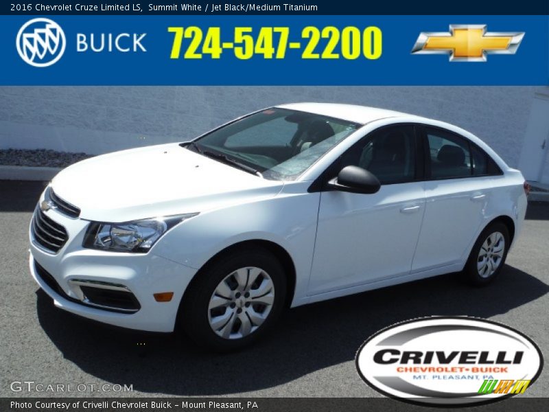 Summit White / Jet Black/Medium Titanium 2016 Chevrolet Cruze Limited LS