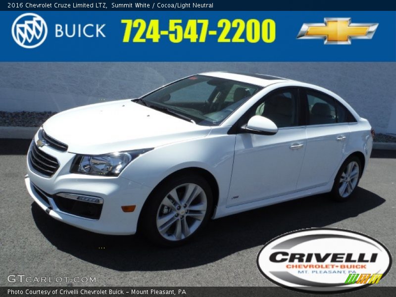 Summit White / Cocoa/Light Neutral 2016 Chevrolet Cruze Limited LTZ