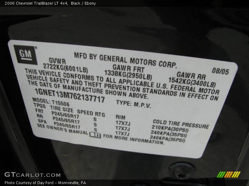 Black / Ebony 2006 Chevrolet TrailBlazer LT 4x4
