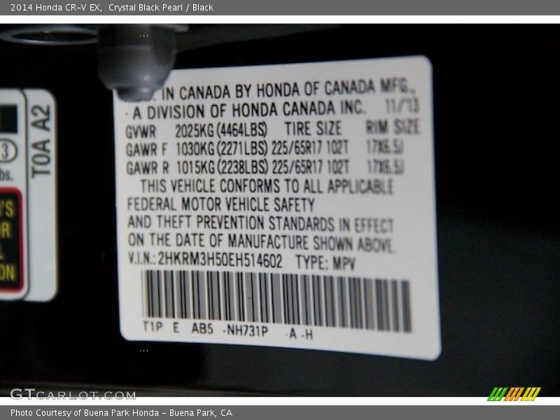 Crystal Black Pearl / Black 2014 Honda CR-V EX