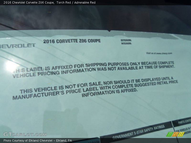 Torch Red / Adrenaline Red 2016 Chevrolet Corvette Z06 Coupe