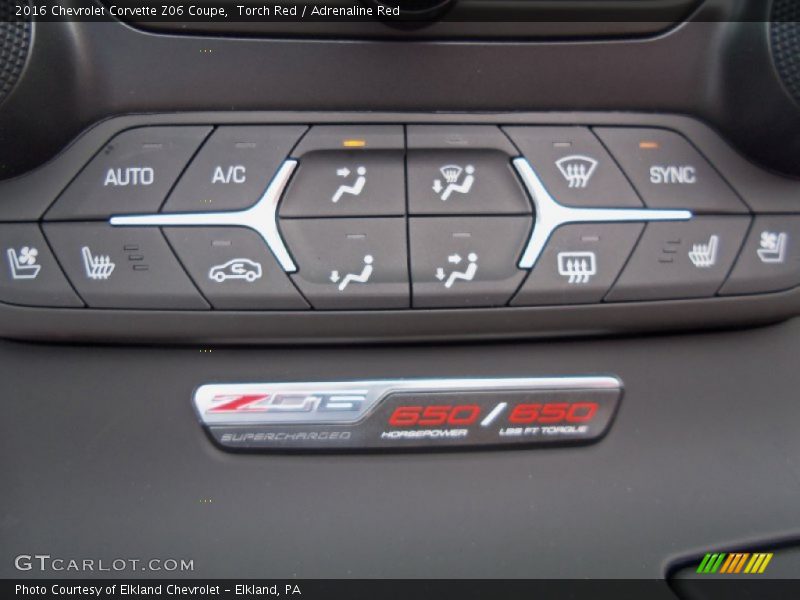 Controls of 2016 Corvette Z06 Coupe