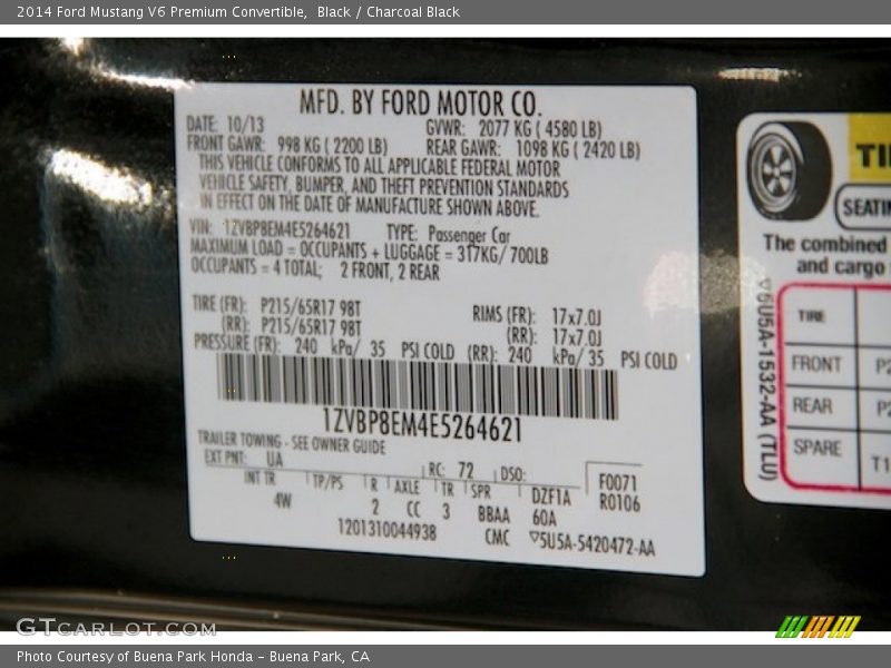 Black / Charcoal Black 2014 Ford Mustang V6 Premium Convertible
