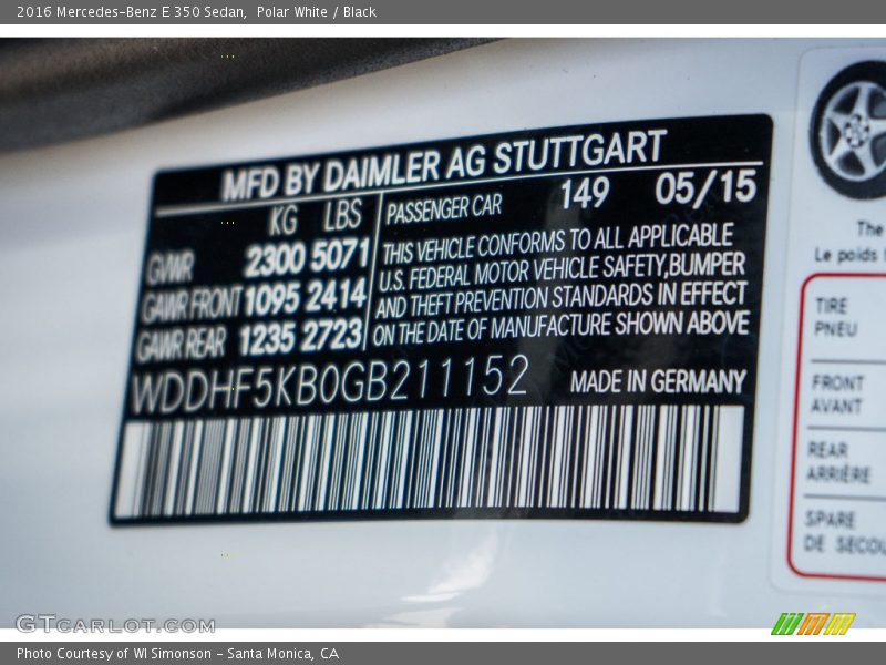 Polar White / Black 2016 Mercedes-Benz E 350 Sedan