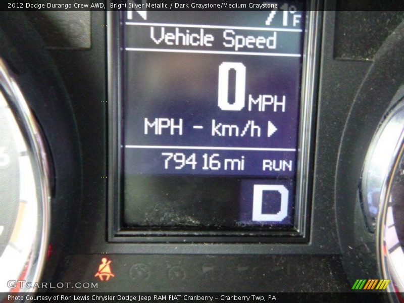Bright Silver Metallic / Dark Graystone/Medium Graystone 2012 Dodge Durango Crew AWD