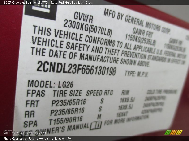 Salsa Red Metallic / Light Gray 2005 Chevrolet Equinox LS AWD