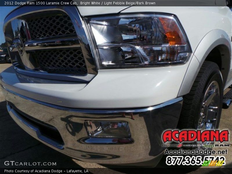 Bright White / Light Pebble Beige/Bark Brown 2012 Dodge Ram 1500 Laramie Crew Cab