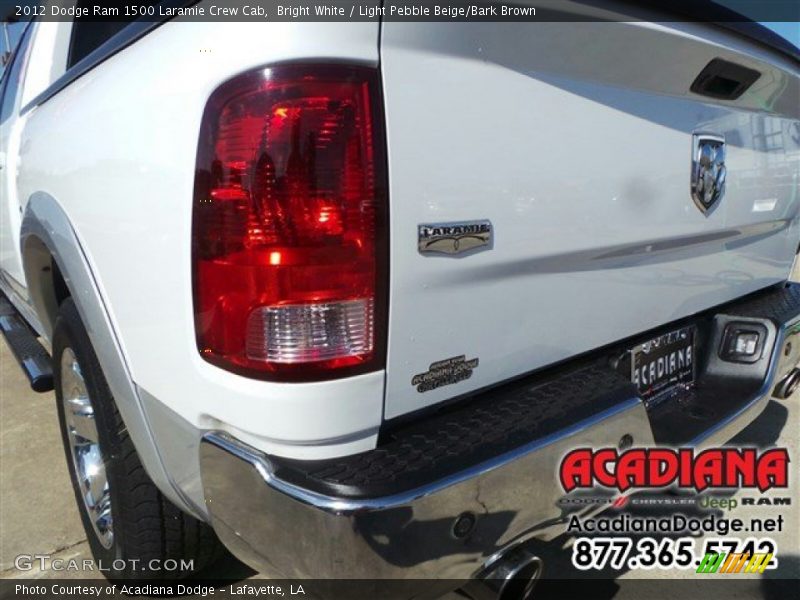 Bright White / Light Pebble Beige/Bark Brown 2012 Dodge Ram 1500 Laramie Crew Cab