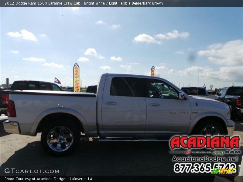 Bright White / Light Pebble Beige/Bark Brown 2012 Dodge Ram 1500 Laramie Crew Cab