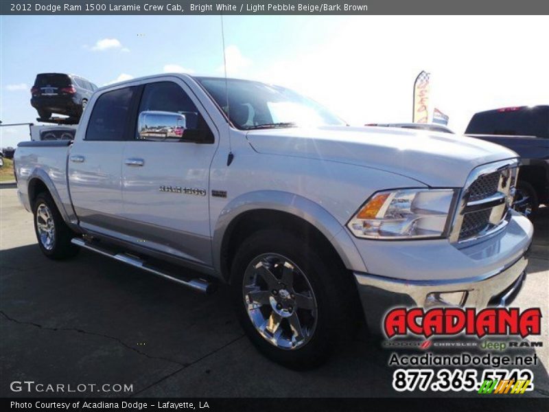 Bright White / Light Pebble Beige/Bark Brown 2012 Dodge Ram 1500 Laramie Crew Cab
