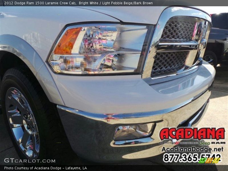 Bright White / Light Pebble Beige/Bark Brown 2012 Dodge Ram 1500 Laramie Crew Cab