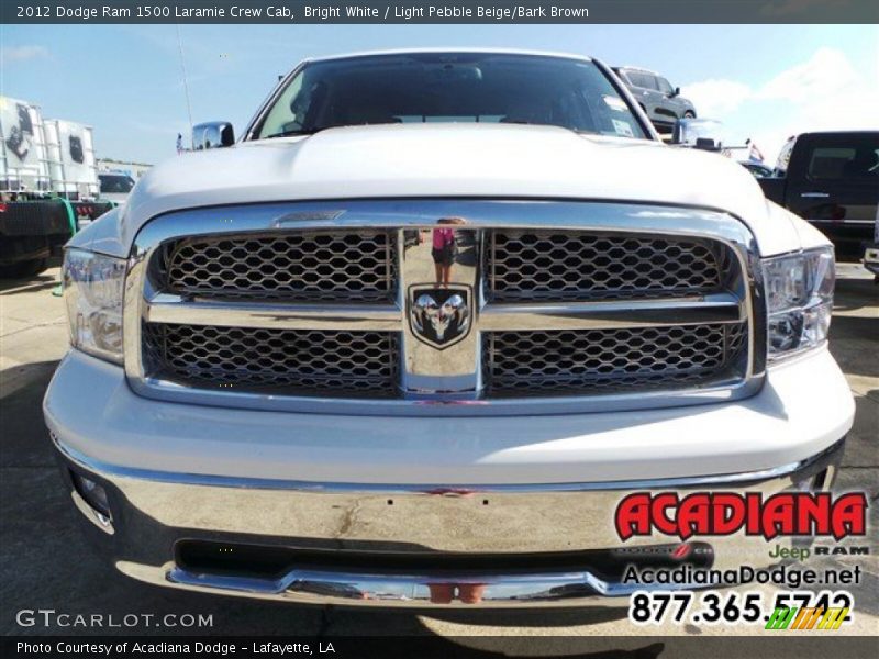 Bright White / Light Pebble Beige/Bark Brown 2012 Dodge Ram 1500 Laramie Crew Cab