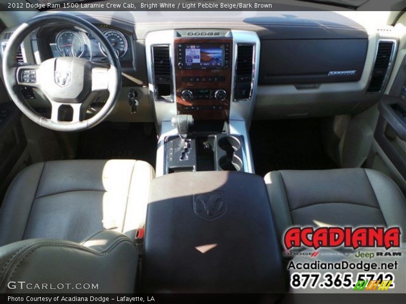 Bright White / Light Pebble Beige/Bark Brown 2012 Dodge Ram 1500 Laramie Crew Cab