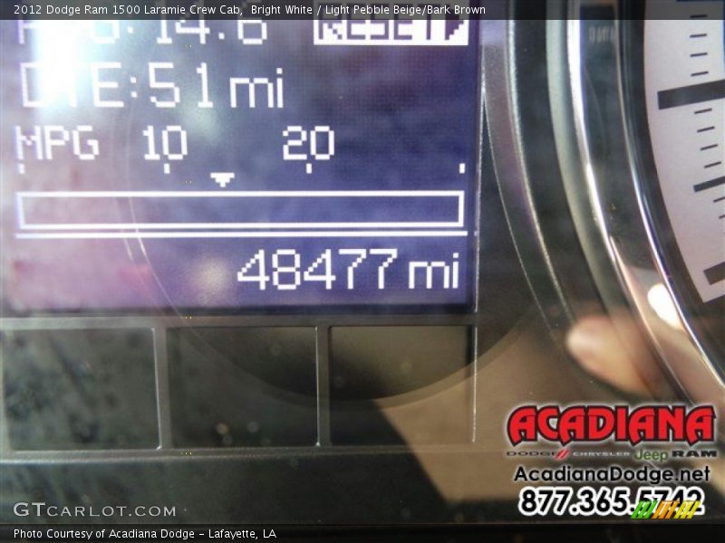Bright White / Light Pebble Beige/Bark Brown 2012 Dodge Ram 1500 Laramie Crew Cab