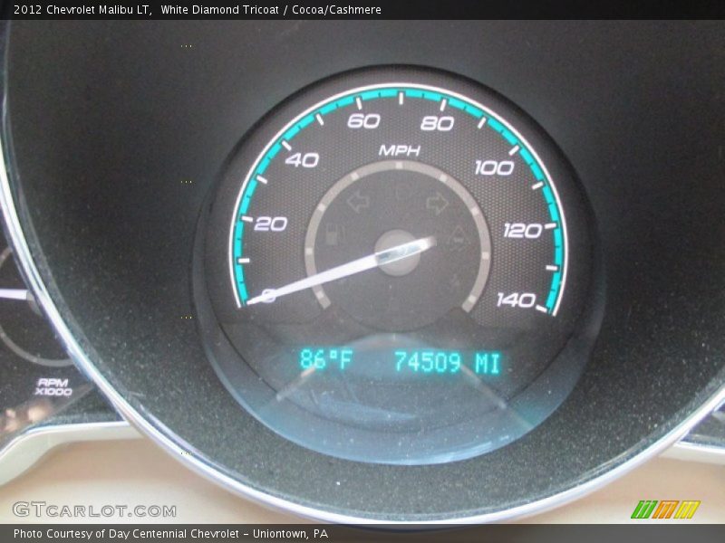 White Diamond Tricoat / Cocoa/Cashmere 2012 Chevrolet Malibu LT
