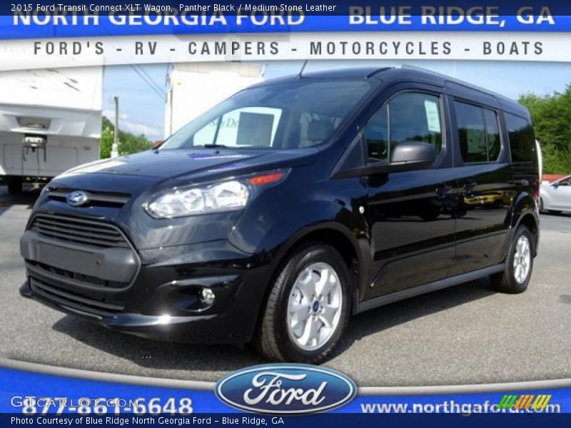 Panther Black / Medium Stone Leather 2015 Ford Transit Connect XLT Wagon