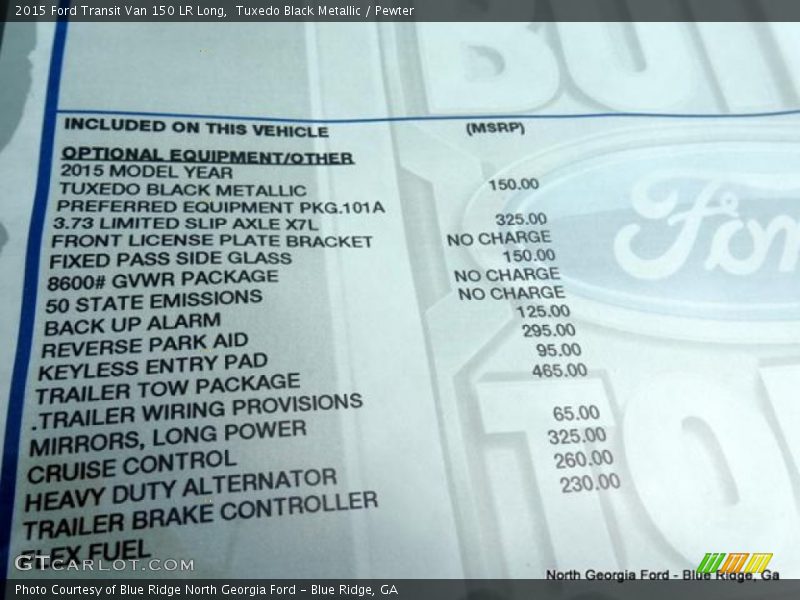 Tuxedo Black Metallic / Pewter 2015 Ford Transit Van 150 LR Long