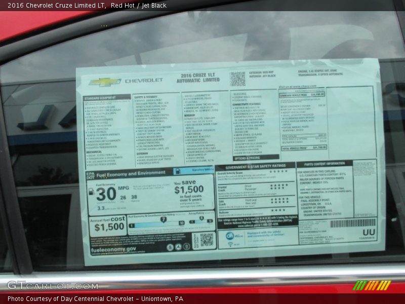 Red Hot / Jet Black 2016 Chevrolet Cruze Limited LT