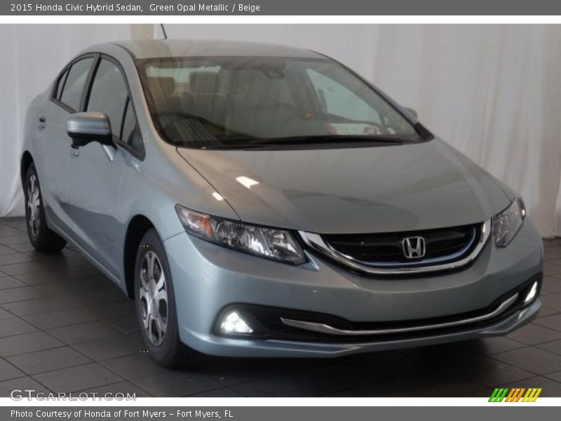 Green Opal Metallic / Beige 2015 Honda Civic Hybrid Sedan