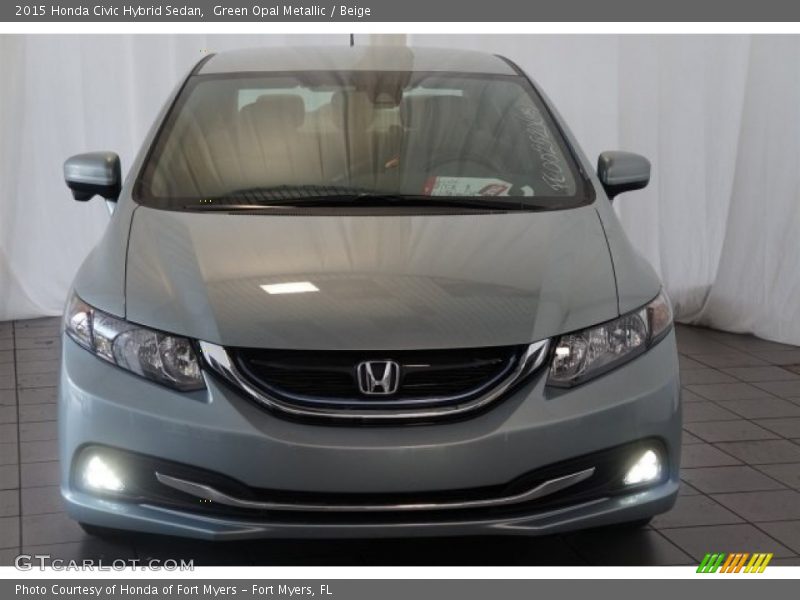 Green Opal Metallic / Beige 2015 Honda Civic Hybrid Sedan