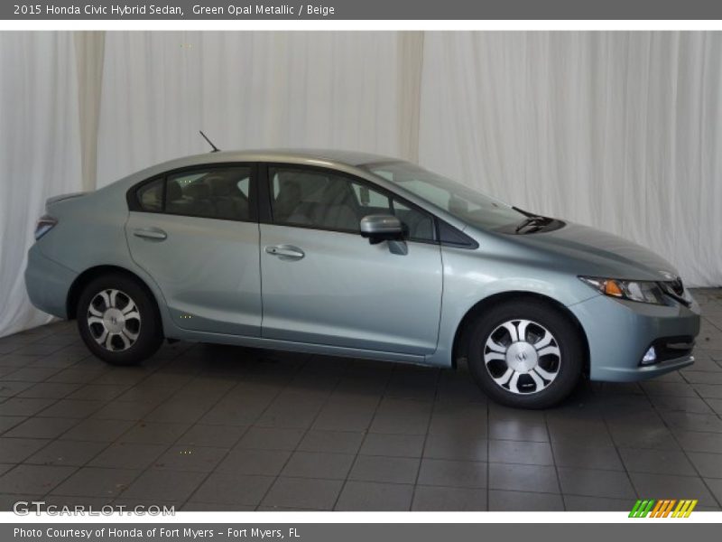 Green Opal Metallic / Beige 2015 Honda Civic Hybrid Sedan